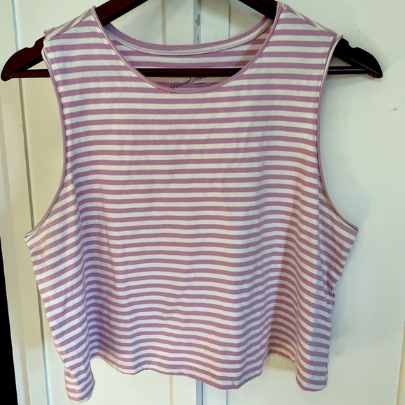 Universal Threads dusty rose purple/white striped crop top - Picture 1 of 4